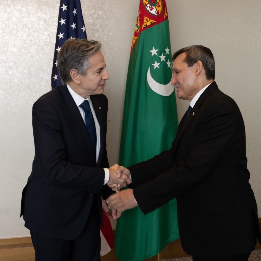 Secretary Antony Blinken:As we approach the 31st anniversary of U.S.-Turkmenistan relations, I met with Foreign Minister Meredov to discuss furthering our bilateral ties, including the ways we can partner on the climate crisis, security, and economic growth