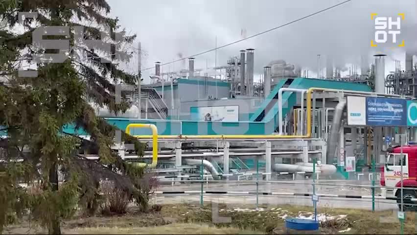 Firefighters working at Sibur-Kstovo chemical plant after overnight drone attack