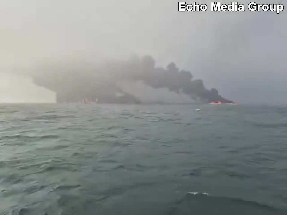 Cargo ship and oil tanker on fire after colliding off East Yorkshire, England