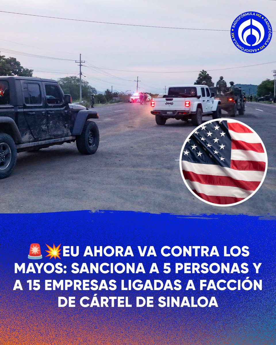 The US is now targeting Los Mayos. The Department of the Treasury, through OFAC, sanctioned five individuals and 15 companies linked to the Los Mayos faction of the Sinaloa Cartel. These measures seek to target their financial networks operating along the southern border of the US and Mexico.