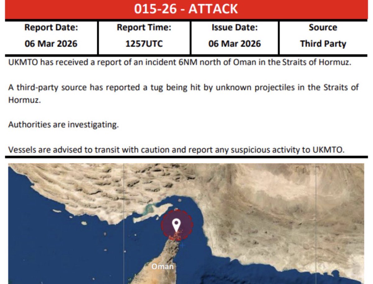 Siły irańskie zbombardowały holownik, który próbował udzielić pomocy innemu statkowi trafionemu ogniem irańskim w Cieśninie Ormuz