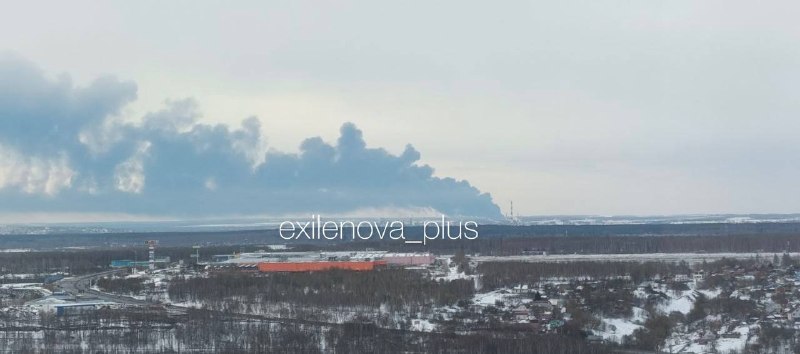 Fuel reservoir is on fire after drones strike at the Horkiy pumping station near Meshikha village of Kstovo district of Nizhny Novgorod region of Russia
