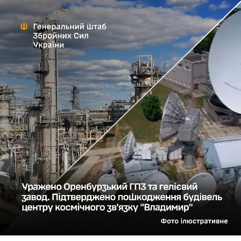 El Estado Mayor de las Fuerzas Armadas de Ucrania confirmó los ataques contra las plantas de procesamiento de helio y gas natural en Orenburg.