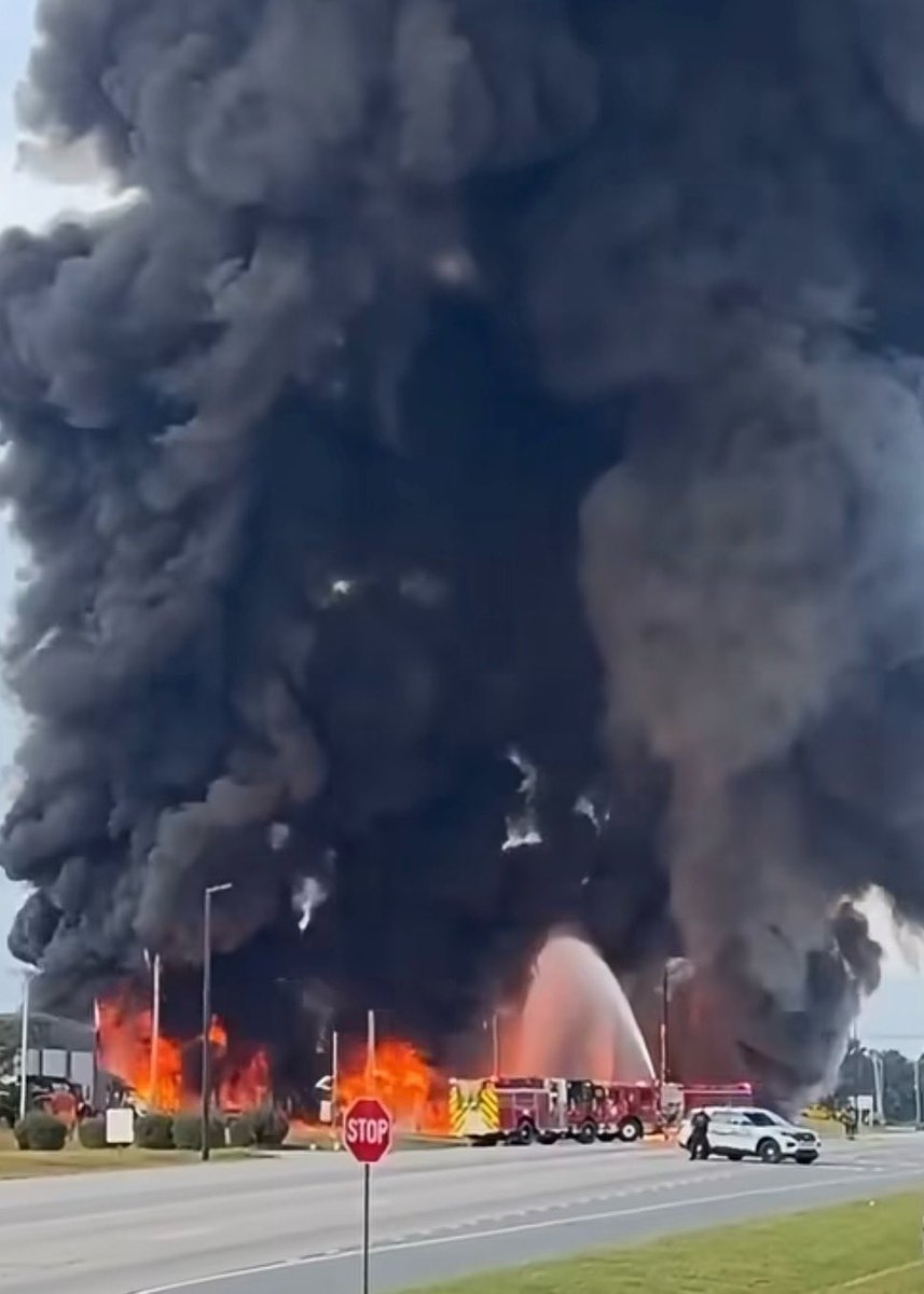 Major fire at M & M Waste Oil Service on E Wade Hampton Boulevard in Greer, South Carolina